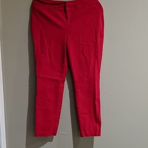 Red cropped dress pants